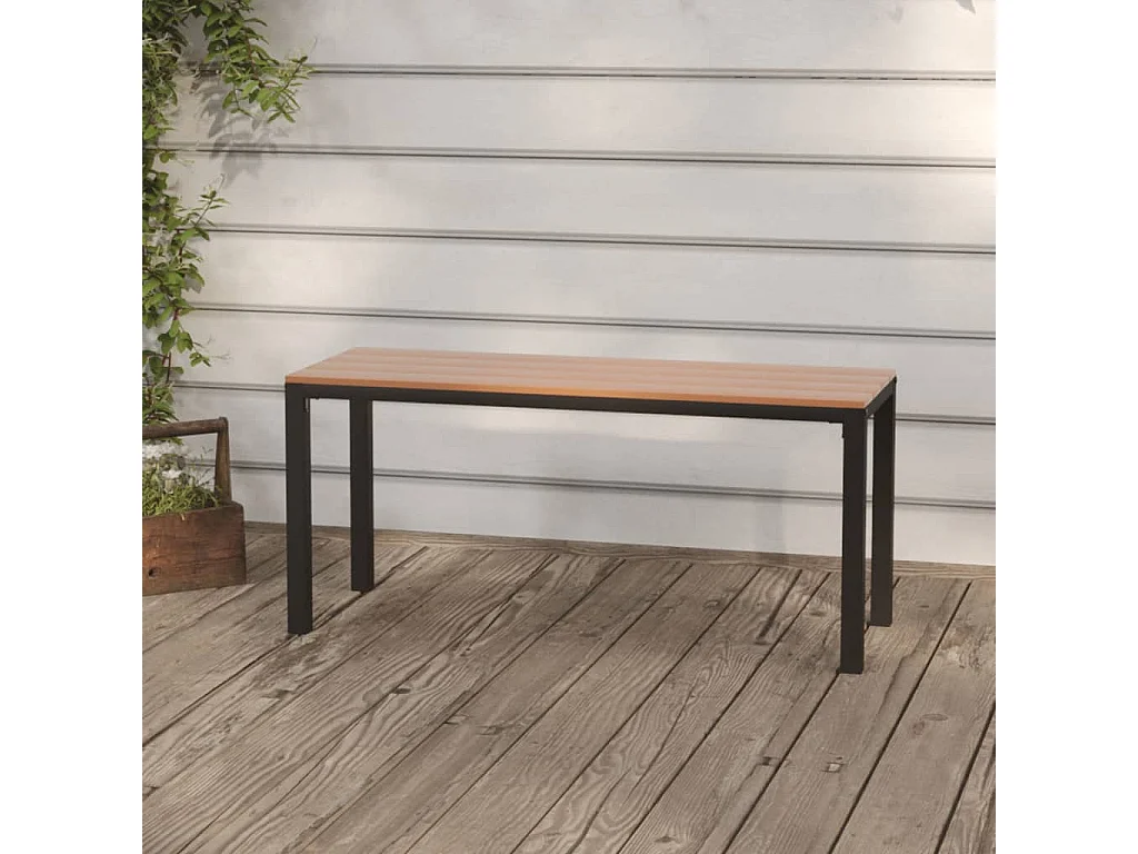 Banc de jardin 110 cm acier et WPC marron et noir