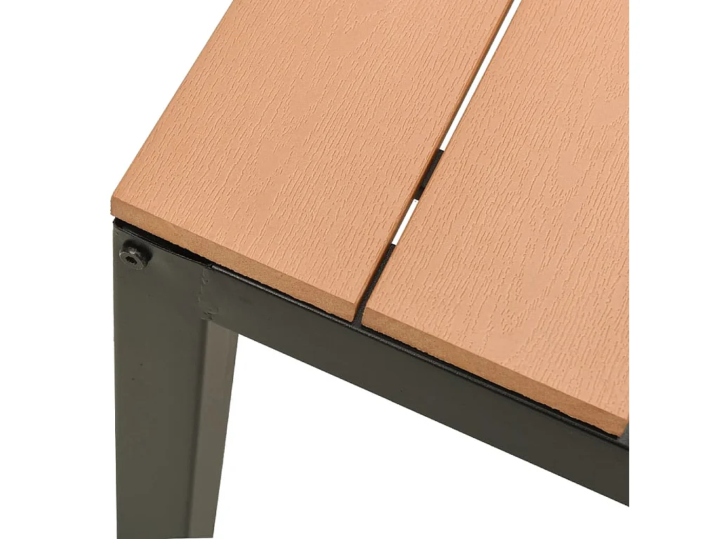 Banc de jardin 110 cm acier et WPC marron et noir
