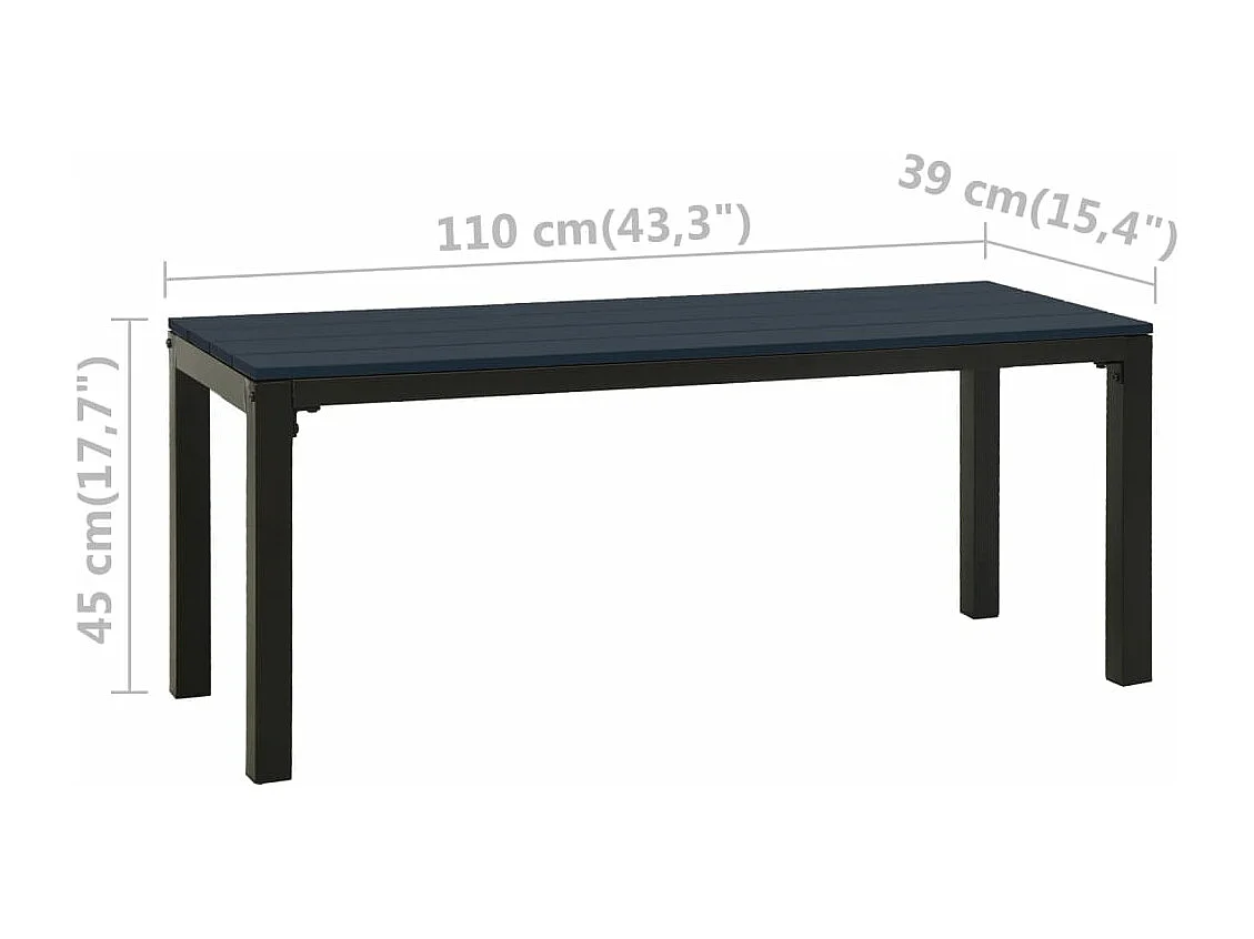Banc de jardin 110 cm acier et WPC noir