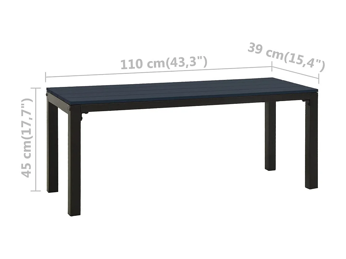 Panchina da Giardino 110 cm Nera in Acciaio e WPC