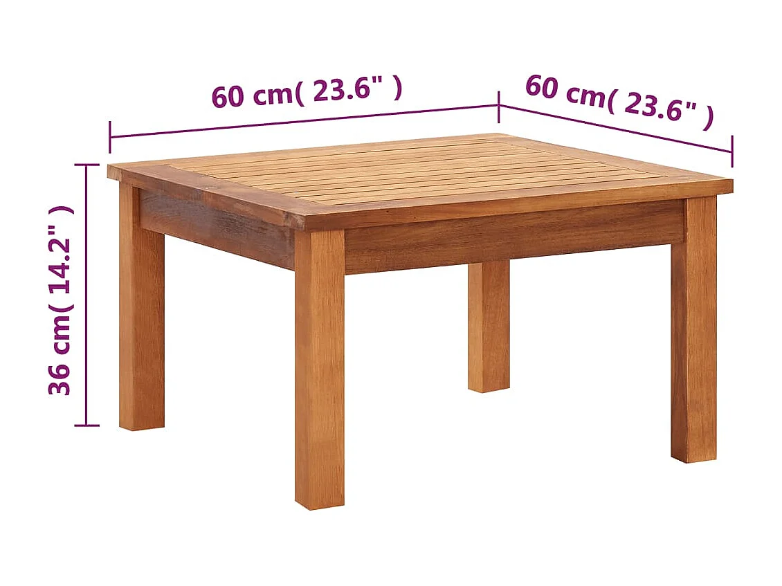 Table basse de jardin 60x60x36 cm Bois solide d'acacia