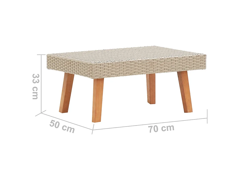 Table basse de jardin Résine tressée Beige