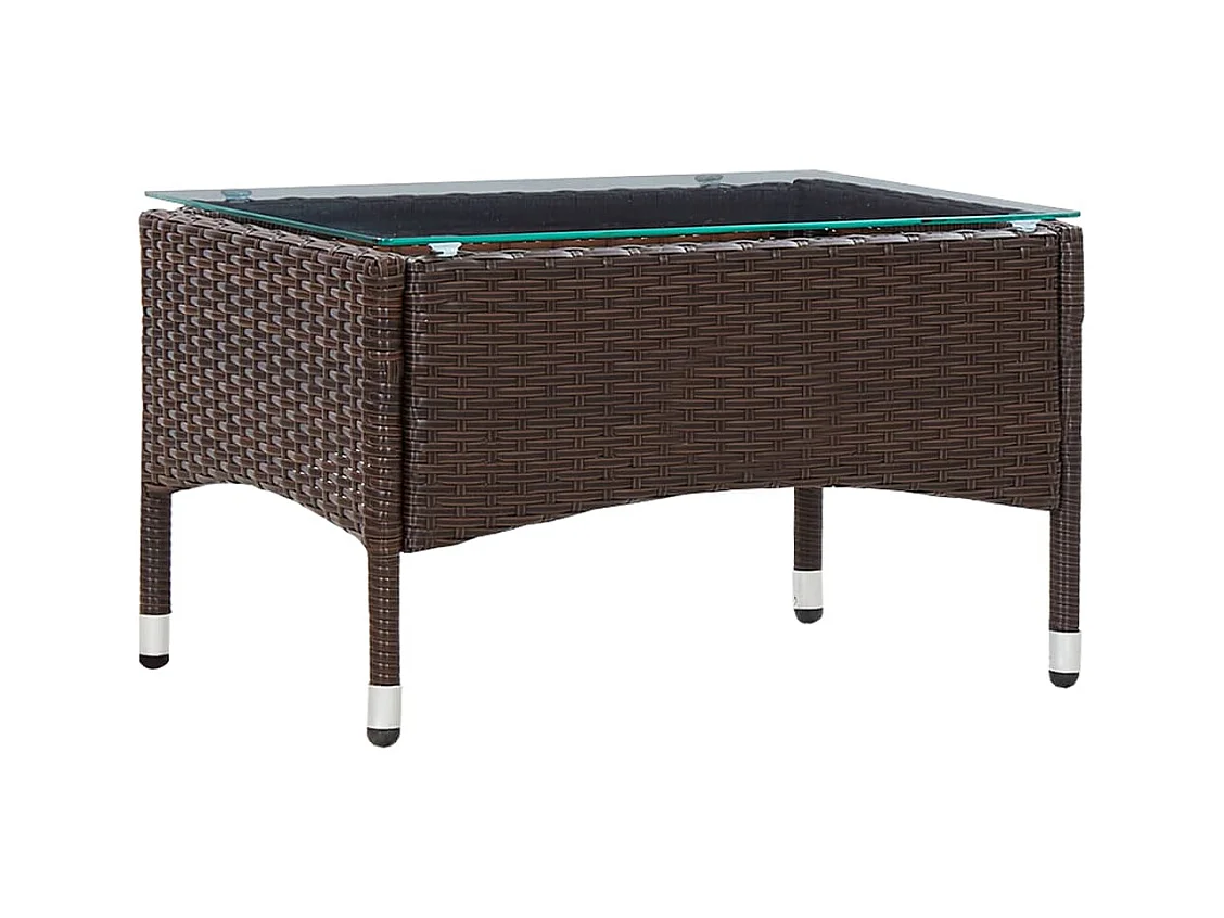 Table basse Marron 60x40x36 cm Résine tressée