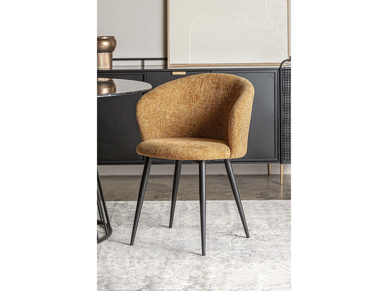 Chaise en polyester ocre 60x60x79 cm - lot de 2