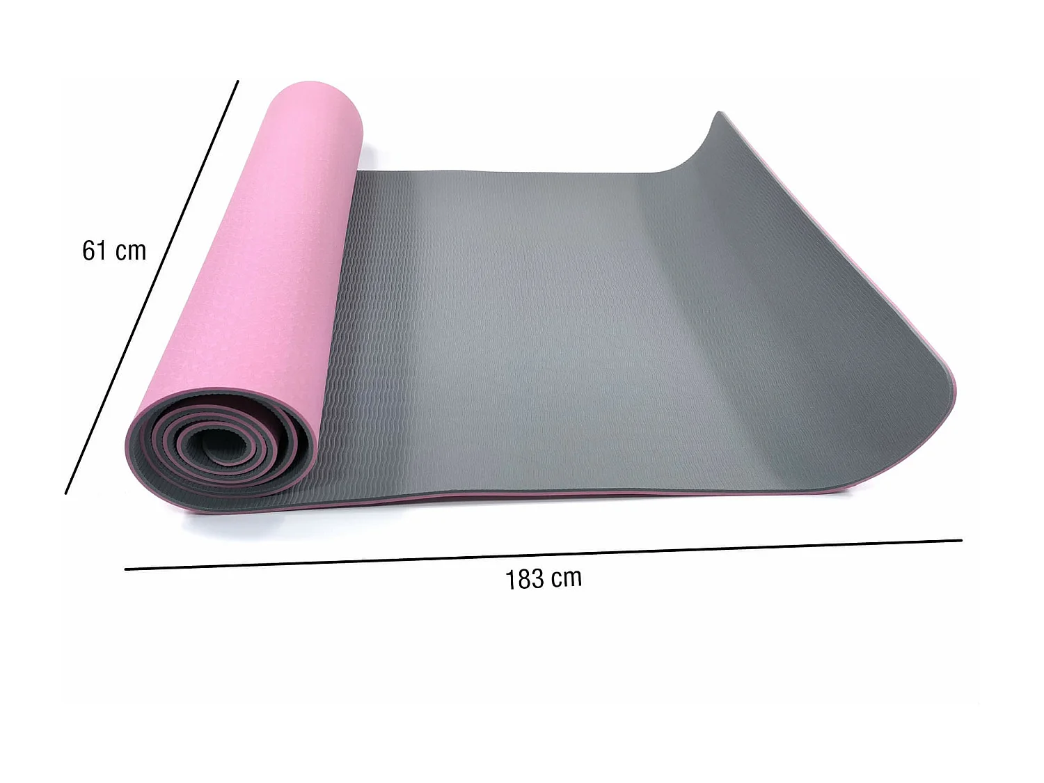 Rebecca Mobili Tapete de fitness Tpe cinzento-rosa 0.6x183x61