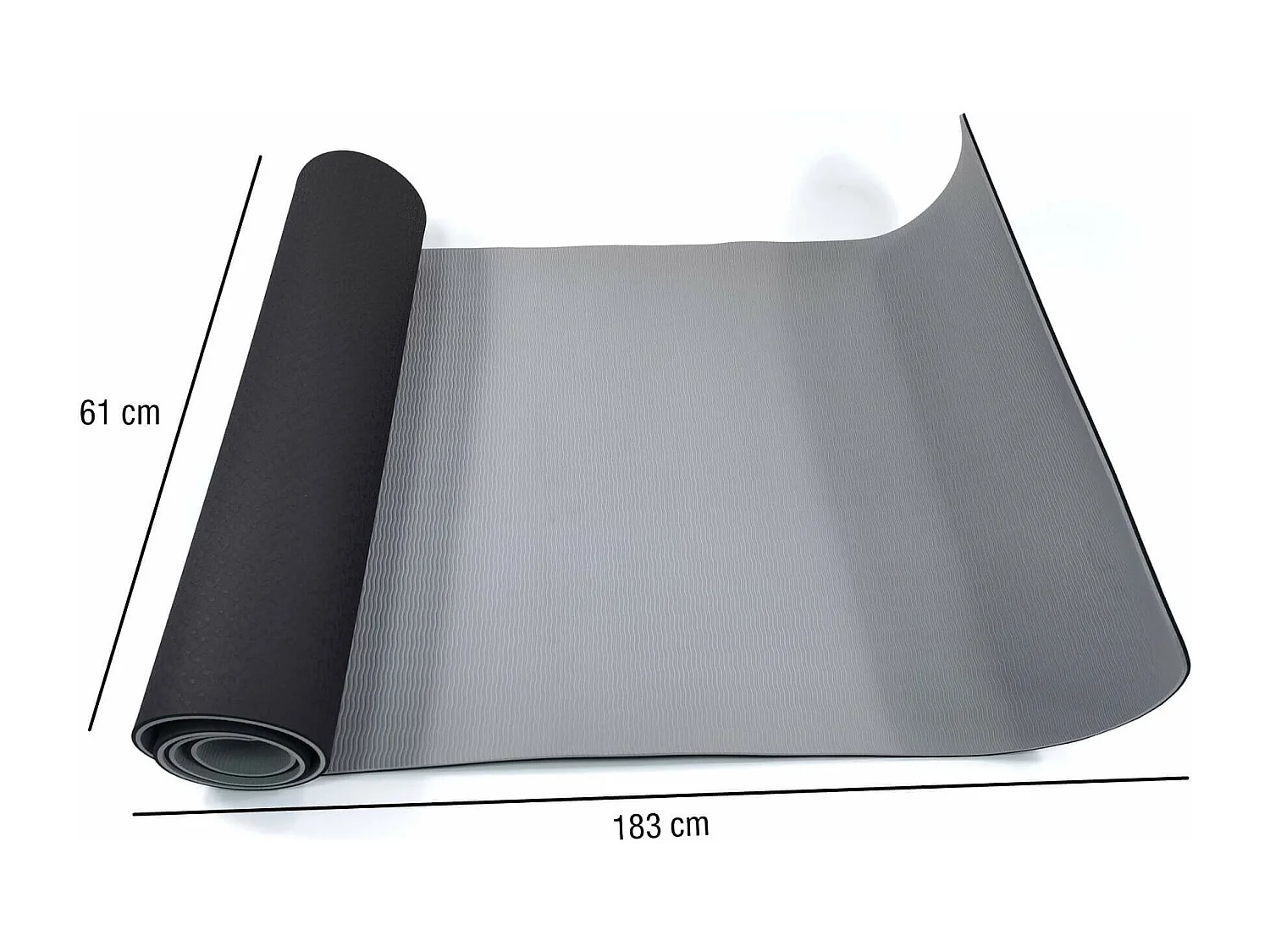 Rebecca Mobili Materassino Yoga Tappetino Nero Grigio Tpe Antiscivolo 0,6x183x61