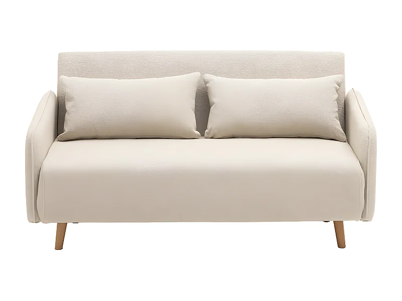 Monica - Canapé convertible 2 places en tissu bouclette L140cm - Écru chiné
