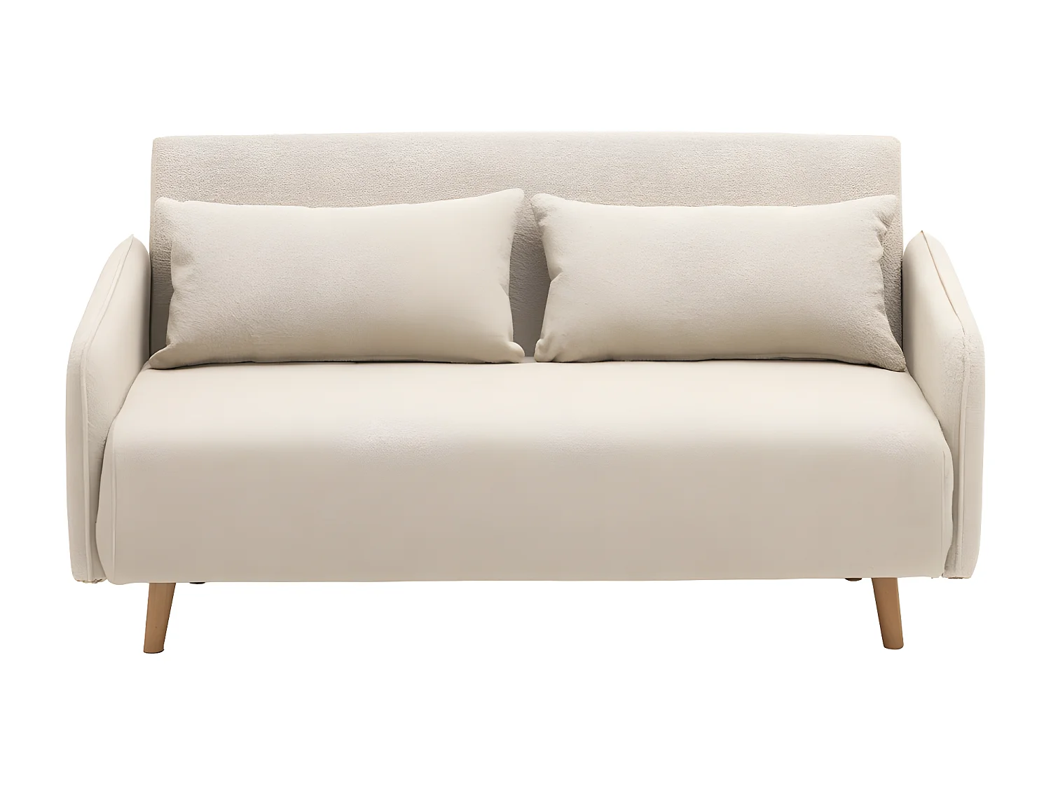 Monica - Canapé convertible 2 places en tissu bouclette L140cm - Écru chiné