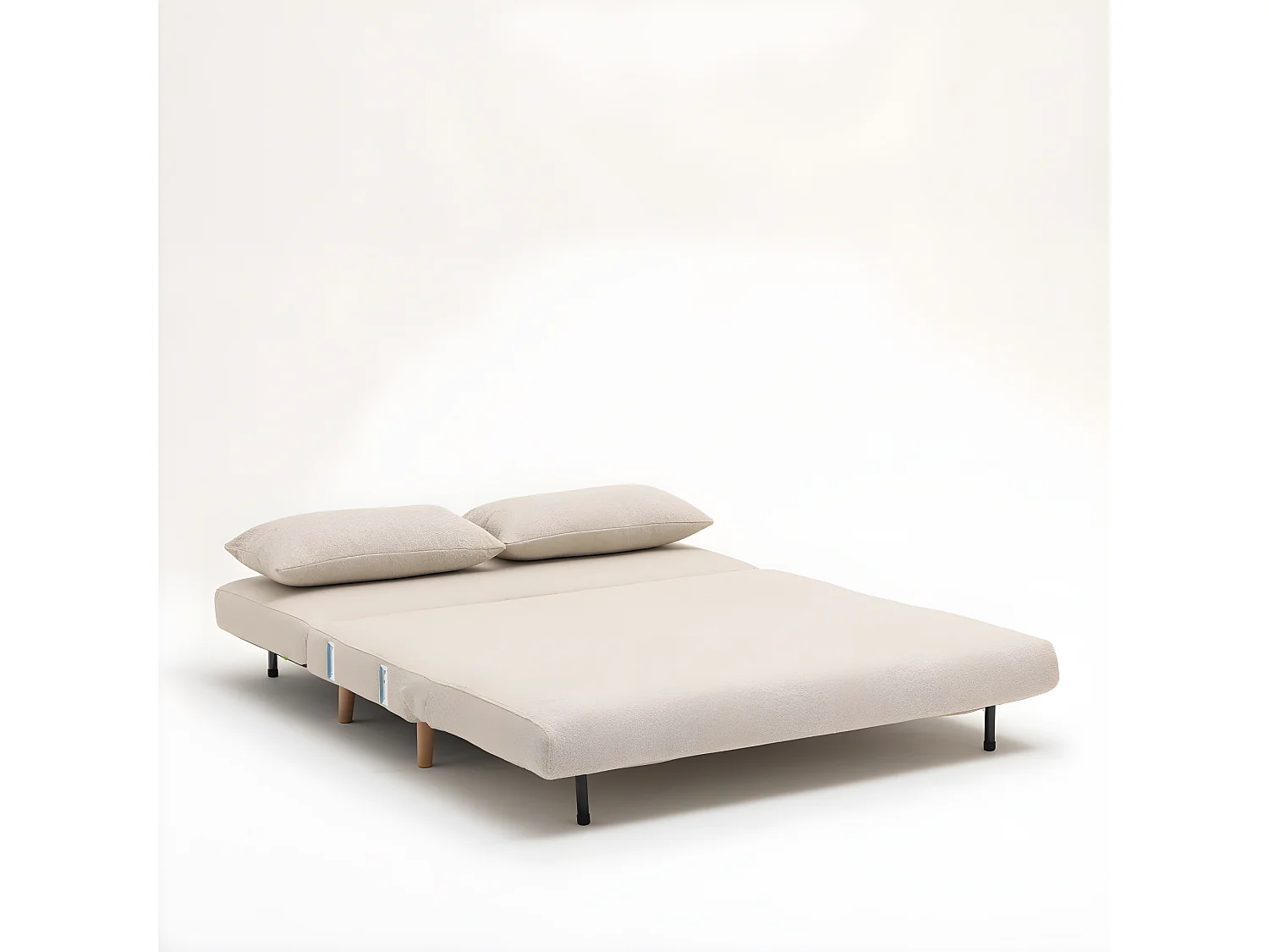 Monica - Canapé convertible 2 places en tissu bouclette L140cm - Écru chiné