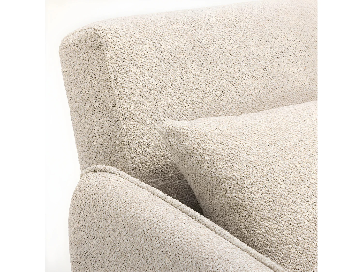 Monica - Canapé convertible 2 places en tissu bouclette L140cm - Écru chiné