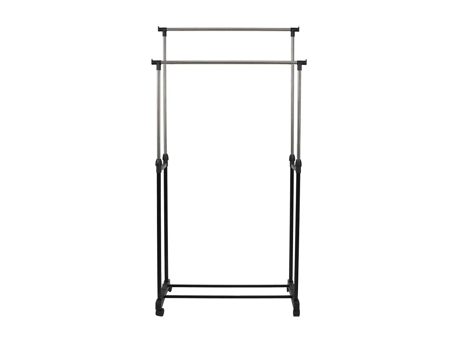 VICKY - Portant Double Réglable à Roulettes Noir et Chrome