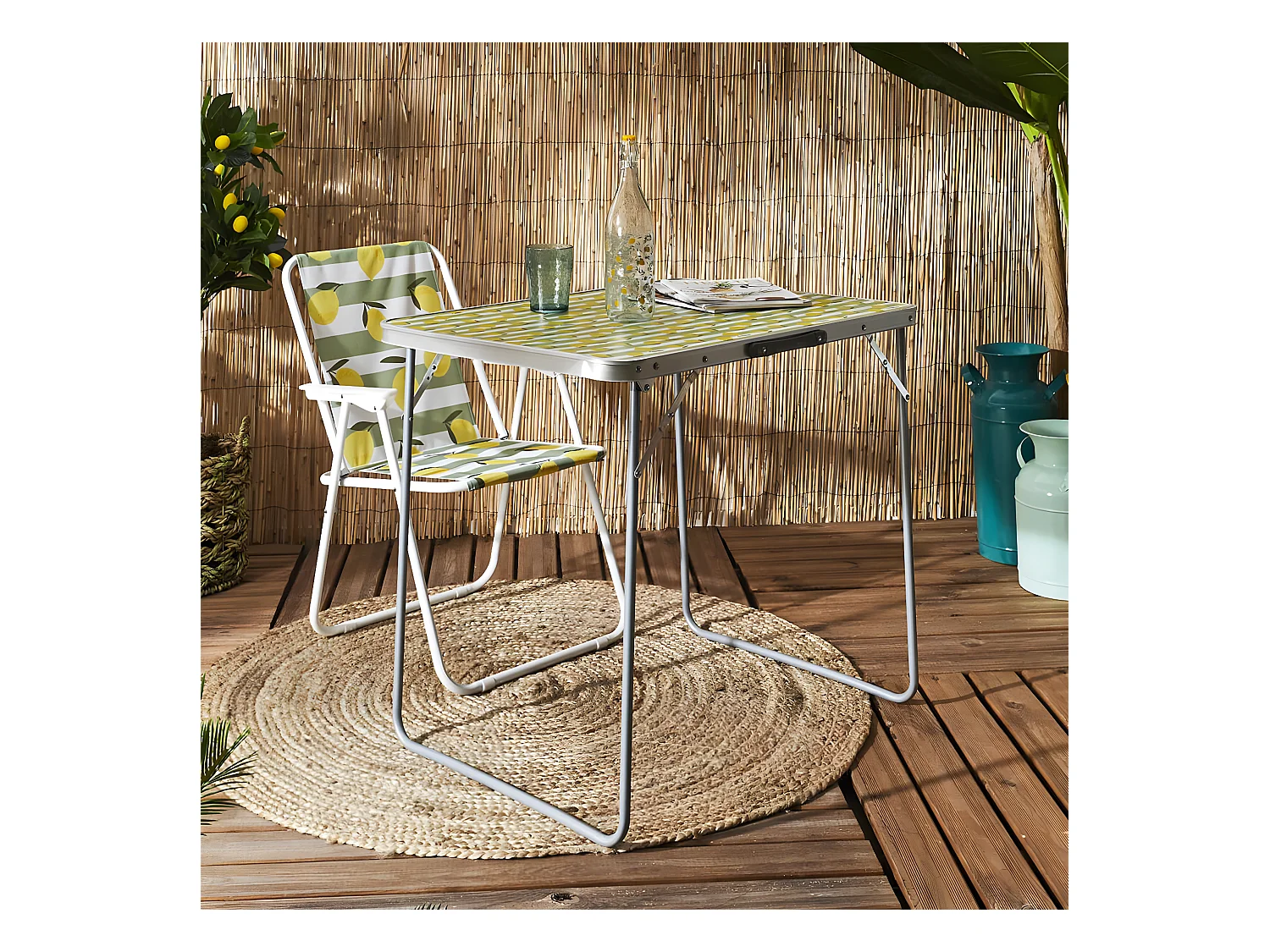 CAMPANI - Table Pliante de Plein Air Décor Motifs Citrons