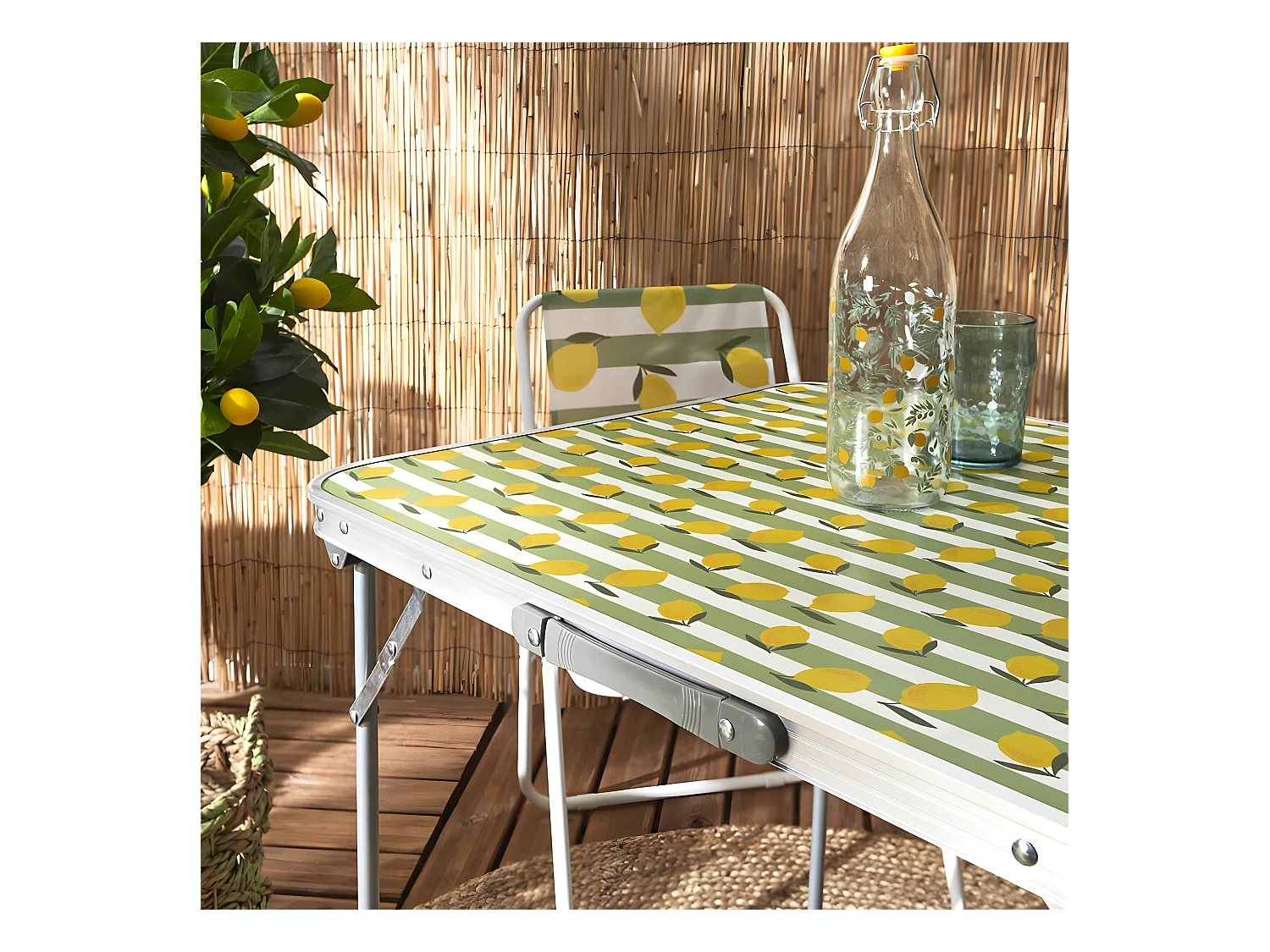 CAMPANI - Table Pliante de Plein Air Décor Motifs Citrons
