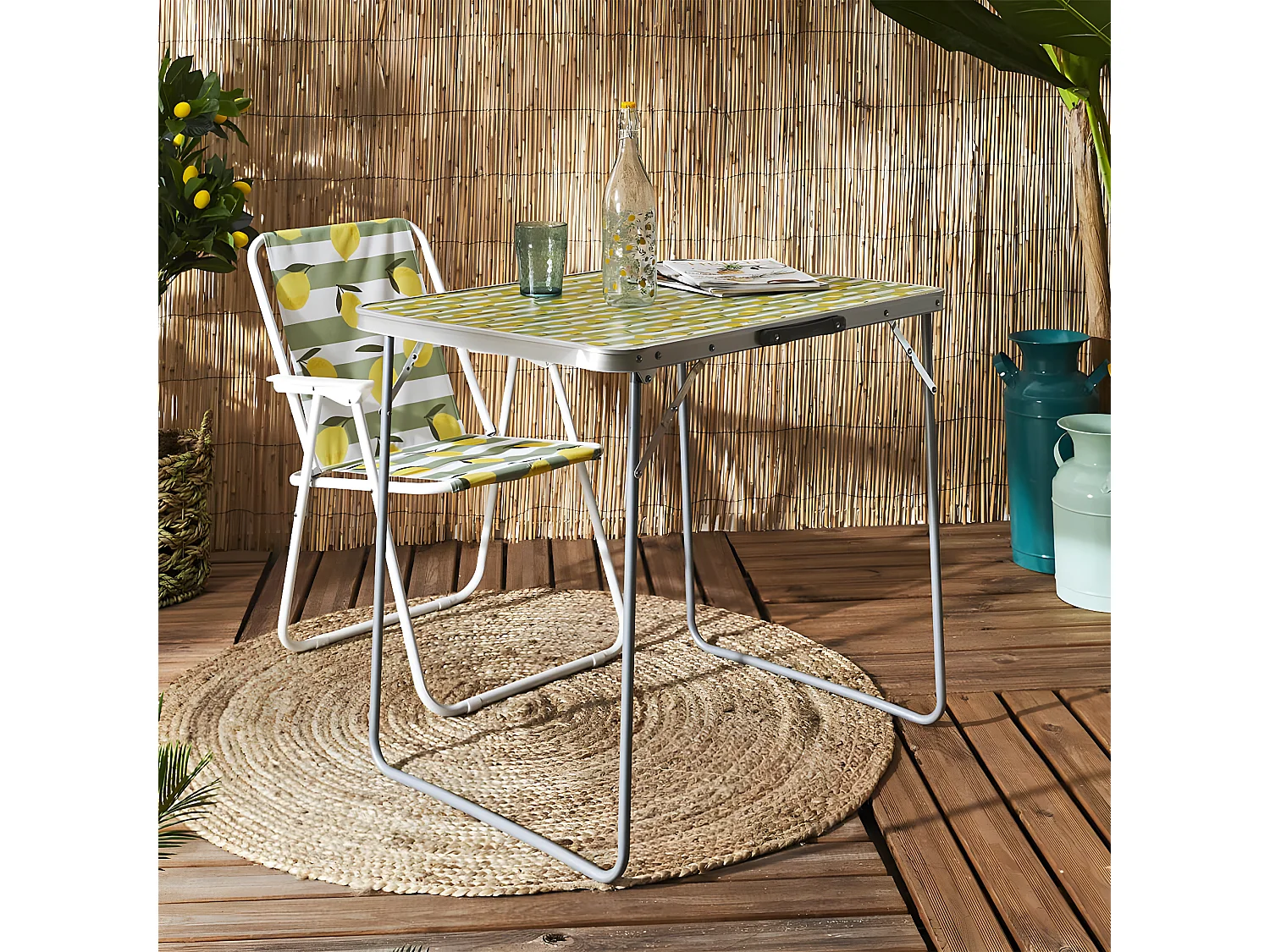 CAMPANI - Table Pliante de Plein Air Décor Motifs Citrons
