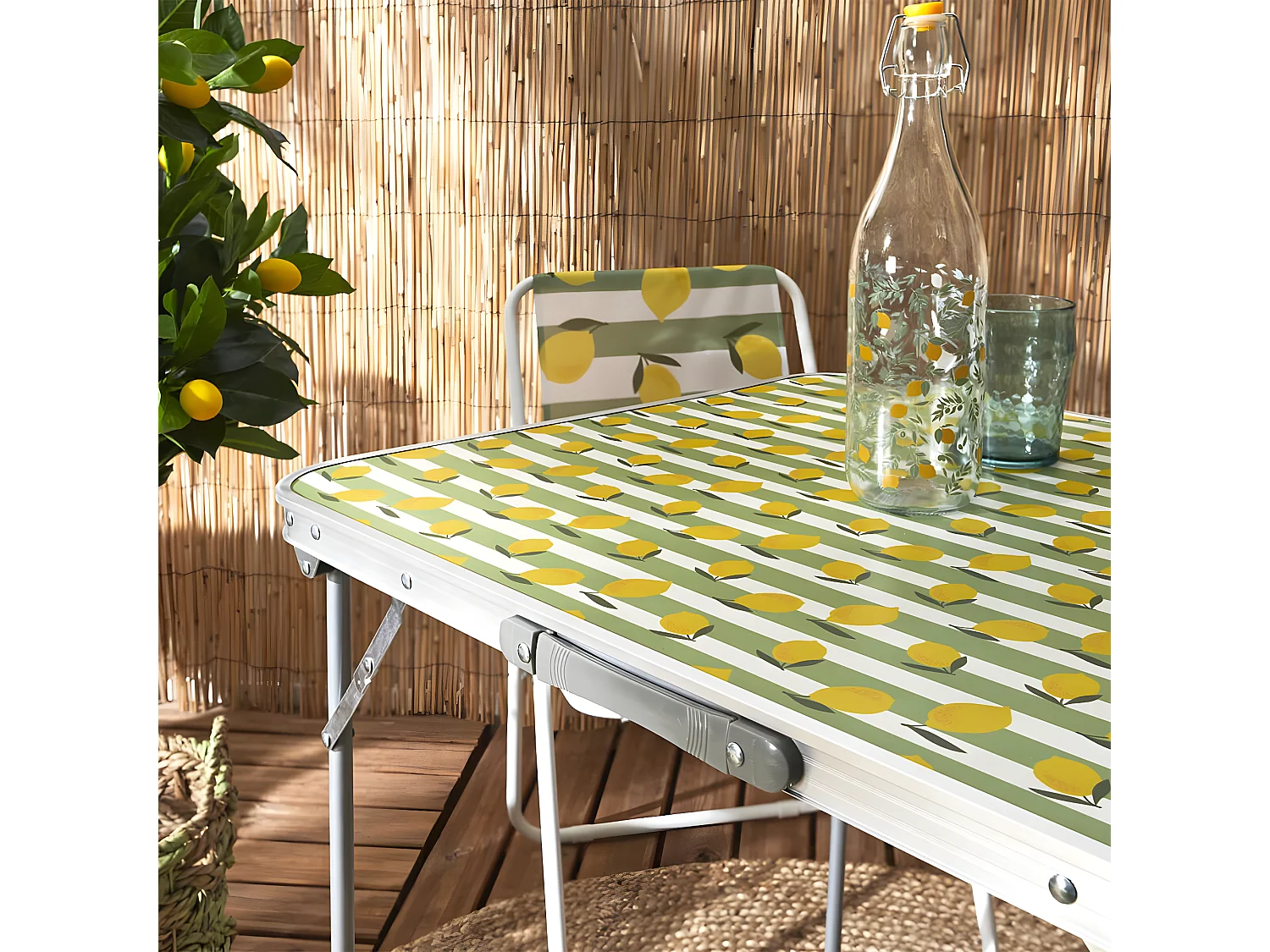 CAMPANI - Table Pliante de Plein Air Décor Motifs Citrons