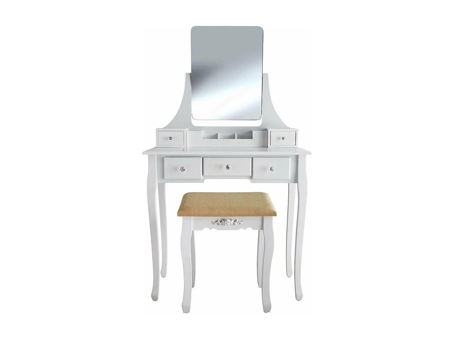 Tocador con espejo 5 cajones moderno elegante mesa de maquillaje 138 cm blanco 08_0000241