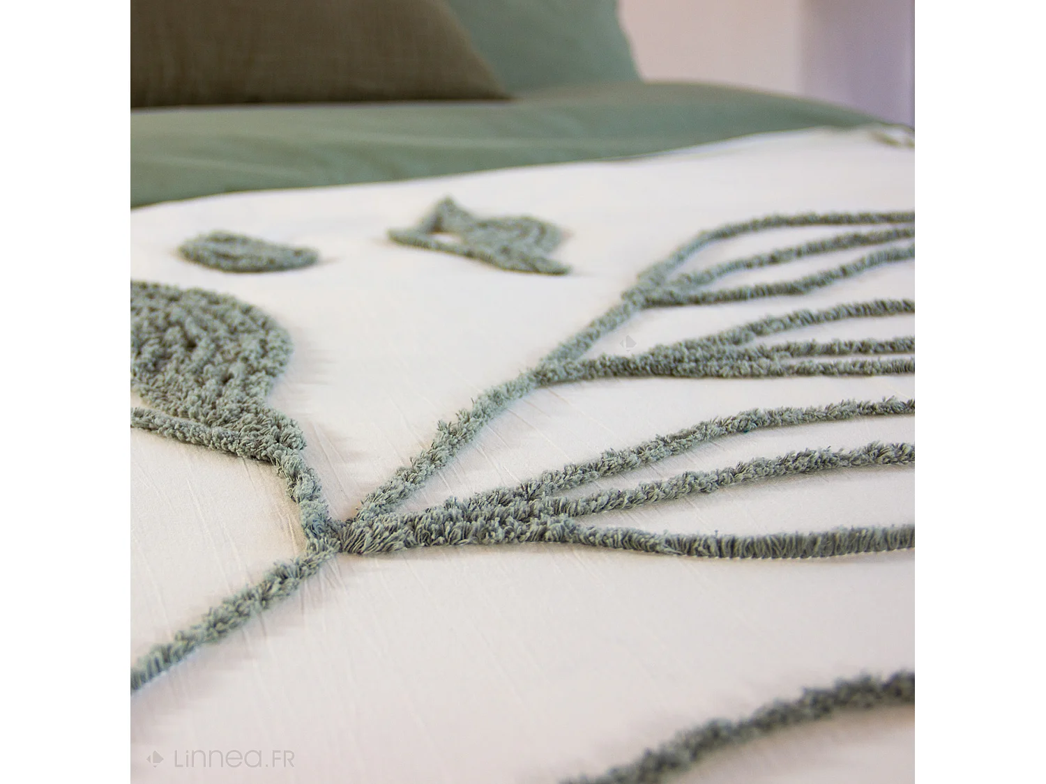 Parure de lit 3 pièces 260x240 cm HERBIER coton lavé