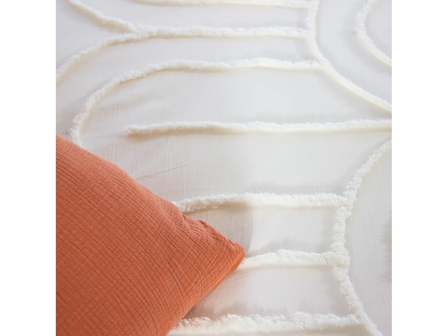 Parure de lit 3 pièces 240x220 cm FAR coton lavé blanc