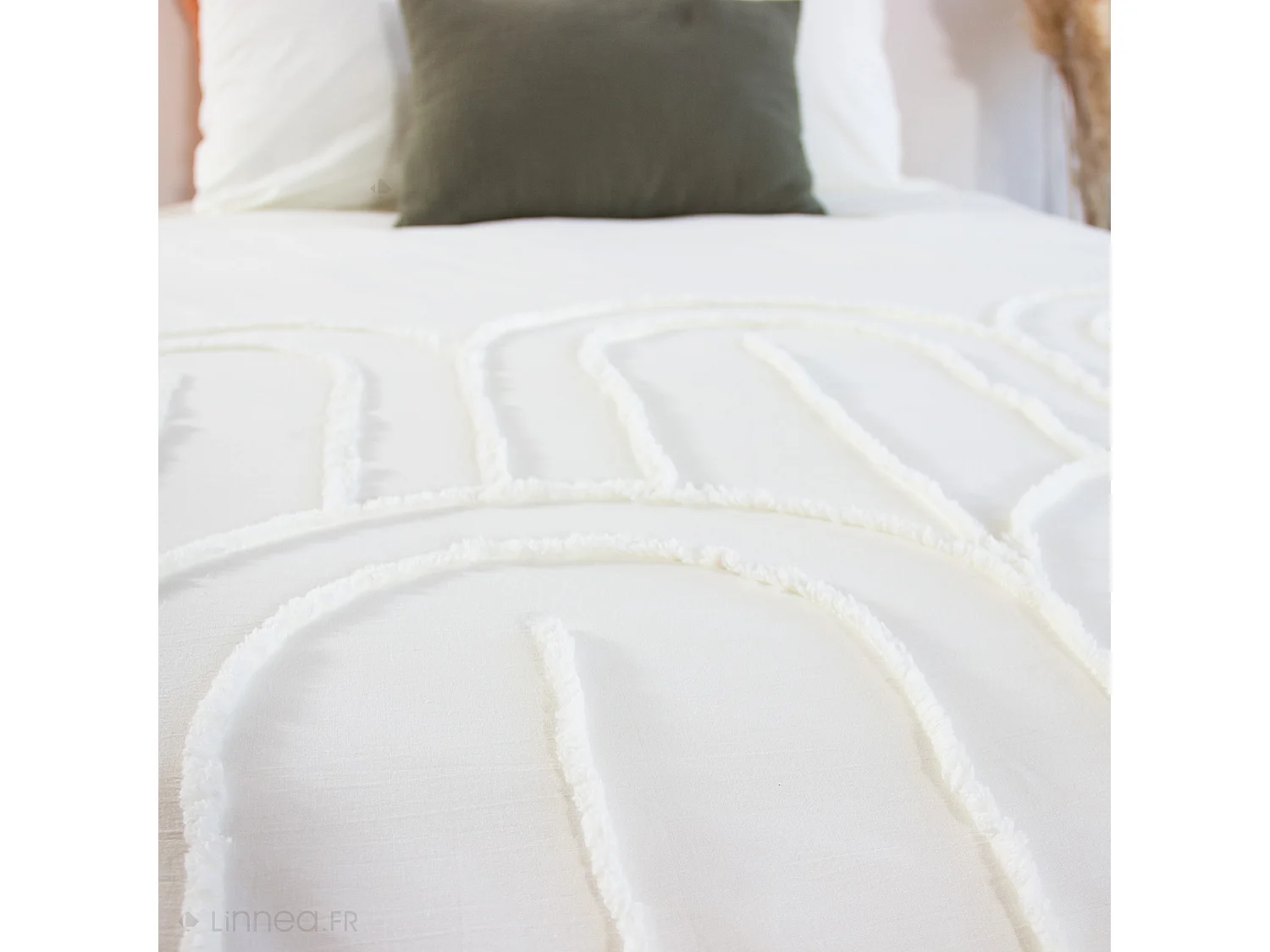 Parure de lit 3 pièces 240x220 cm FAR coton lavé blanc