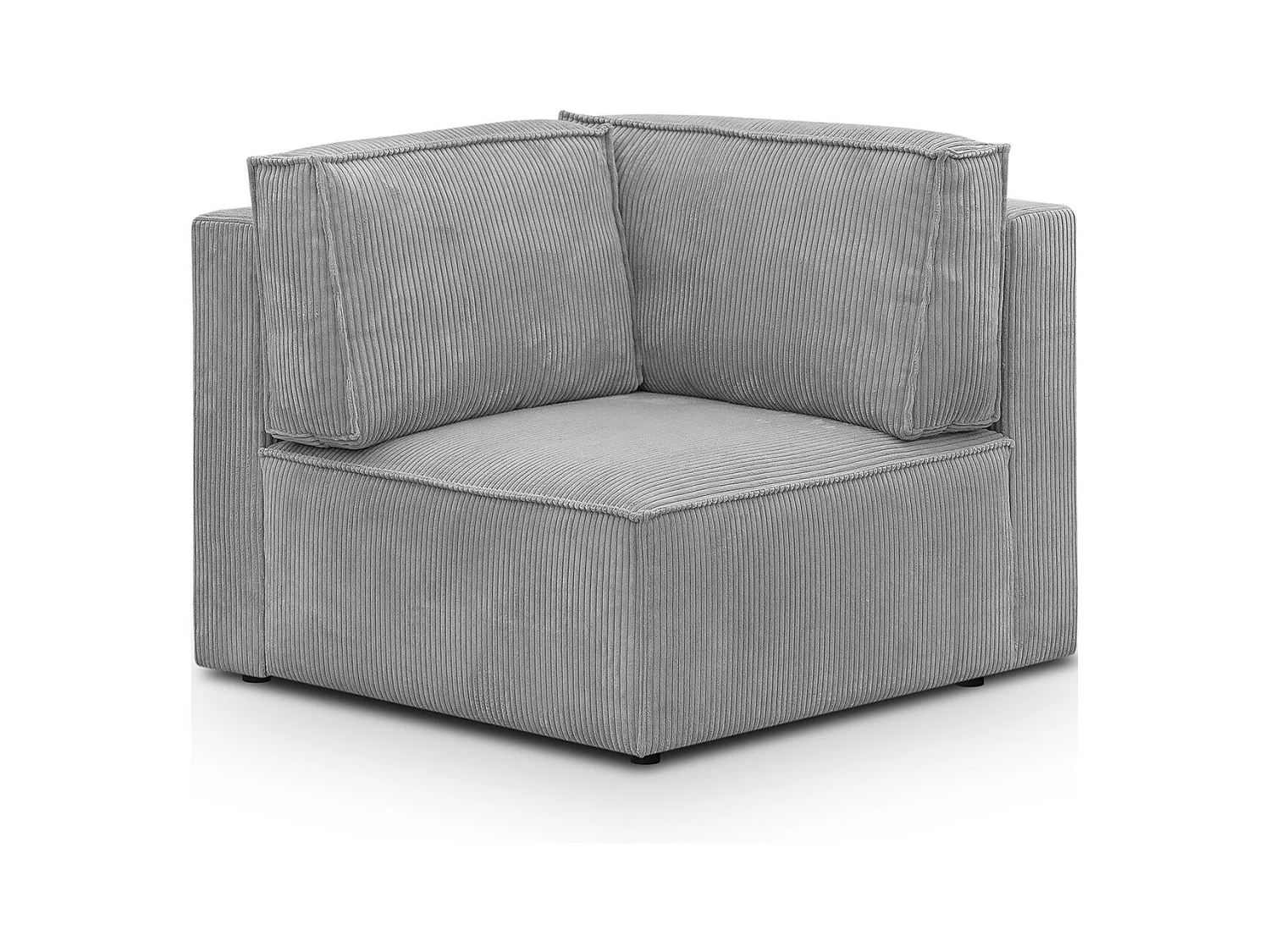 Canapé d'angle à droite modulable 8 places avec pouf en velours côtelé gris clair - Harper Mod