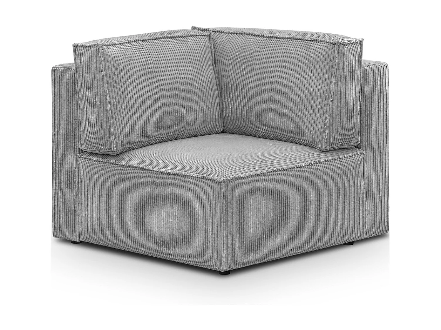 Canapé d'angle à droite modulable 8 places avec pouf en velours côtelé gris clair - Harper Mod