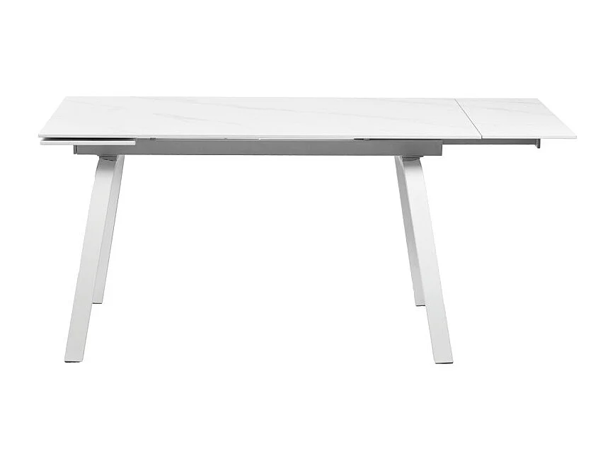 Table extensible 140/200 cm céramique blanc marbré et métal - TOSHIRO