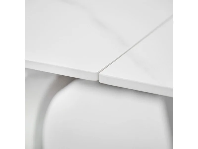 Table extensible 140/200 cm céramique blanc marbré et métal - TOSHIRO
