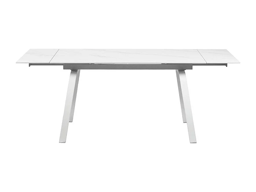 Table extensible 140/200 cm céramique blanc marbré et métal - TOSHIRO