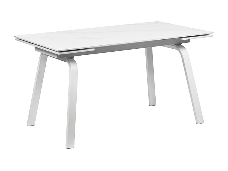 Table extensible 140/200 cm céramique blanc marbré et métal - TOSHIRO