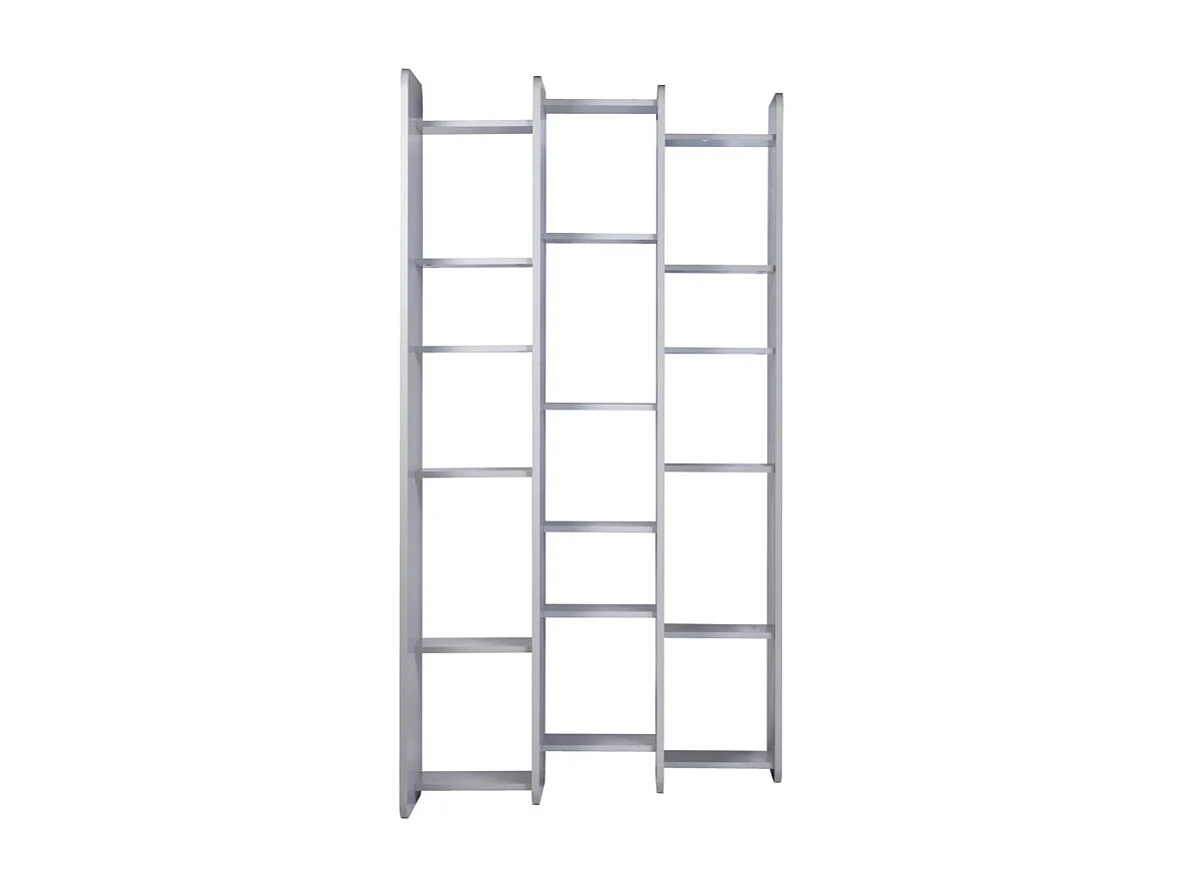 Bibliothèque L.141 cm style paravent gris 18 tablettes – AVALON 8907