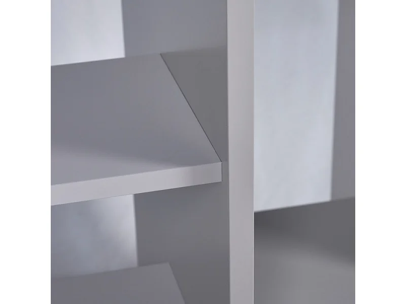 Bibliothèque L.141 cm style paravent gris 18 tablettes – AVALON 8907