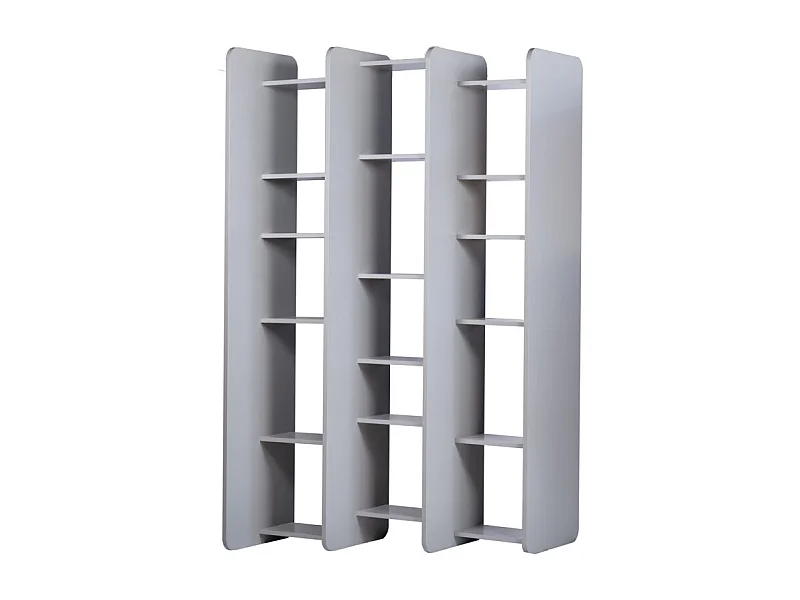 Bibliothèque L.141 cm style paravent gris 18 tablettes – AVALON 8907