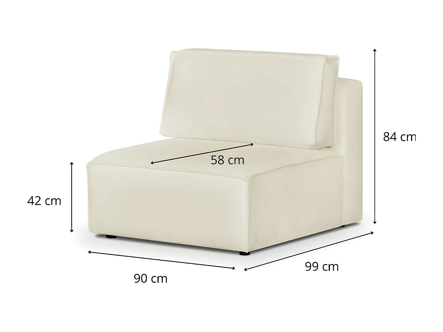 Chauffeuse modulable en tissu bouclé écru - Harper Mod