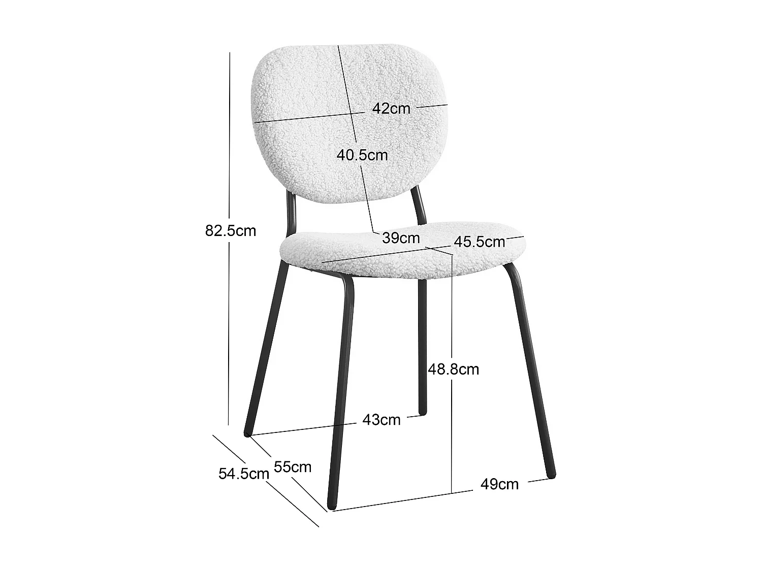 Lot de 2 chaises scandinaves en métal et tissu terracotta