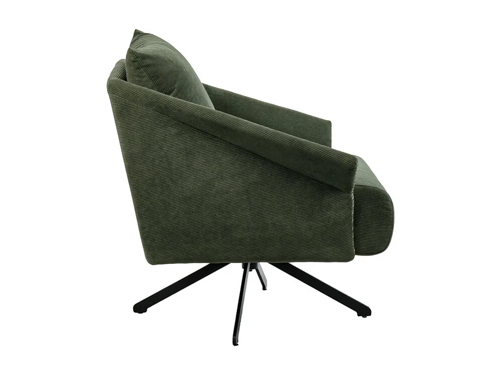 Fauteuil rotatif 360° en velours côtelé vert style rétro – ZENITA