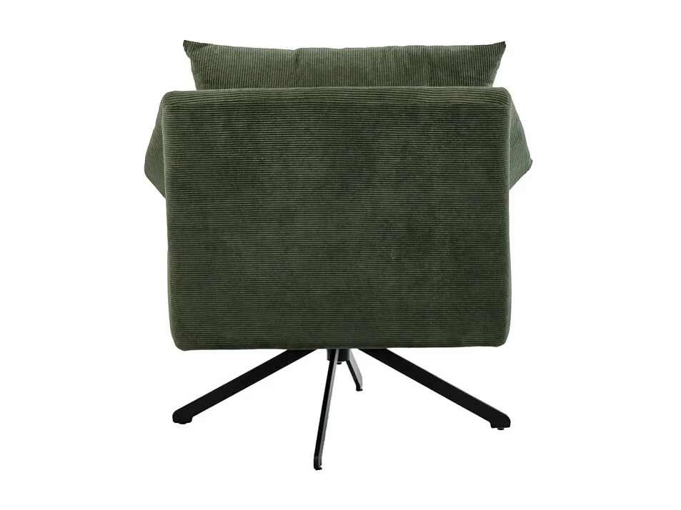 Fauteuil rotatif 360° en velours côtelé vert style rétro – ZENITA