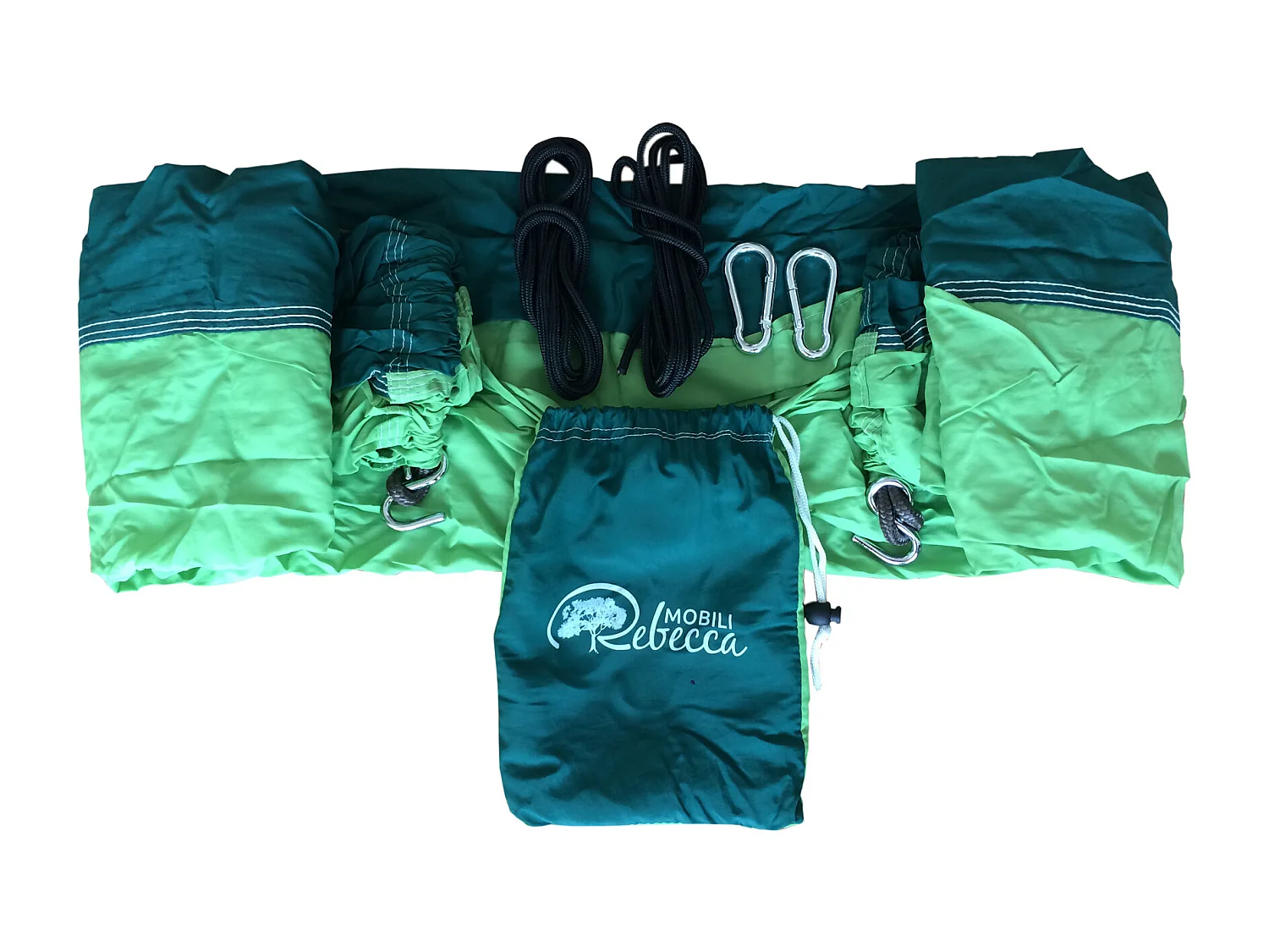 Mobili Rebecca Hamac Vert Nylon Sac de Transpor Lavable Jardin Trekking 275x136