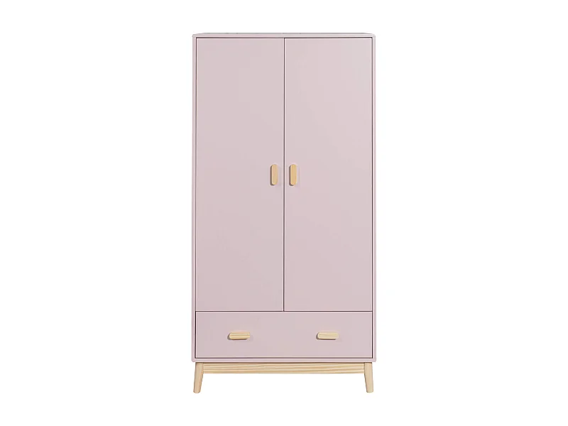 Armadio Mobili Rebecca Amchor 175x80x55 MDF Pino Rosa Marrone Scandinavo Da Montare