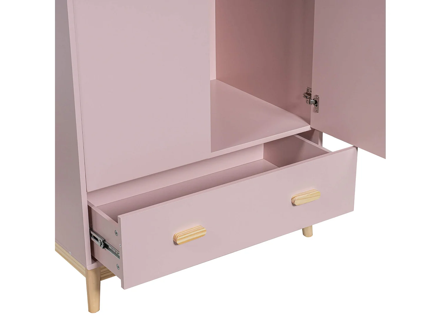 Armadio Mobili Rebecca Amchor 175x80x55 MDF Pino Rosa Marrone Scandinavo Da Montare