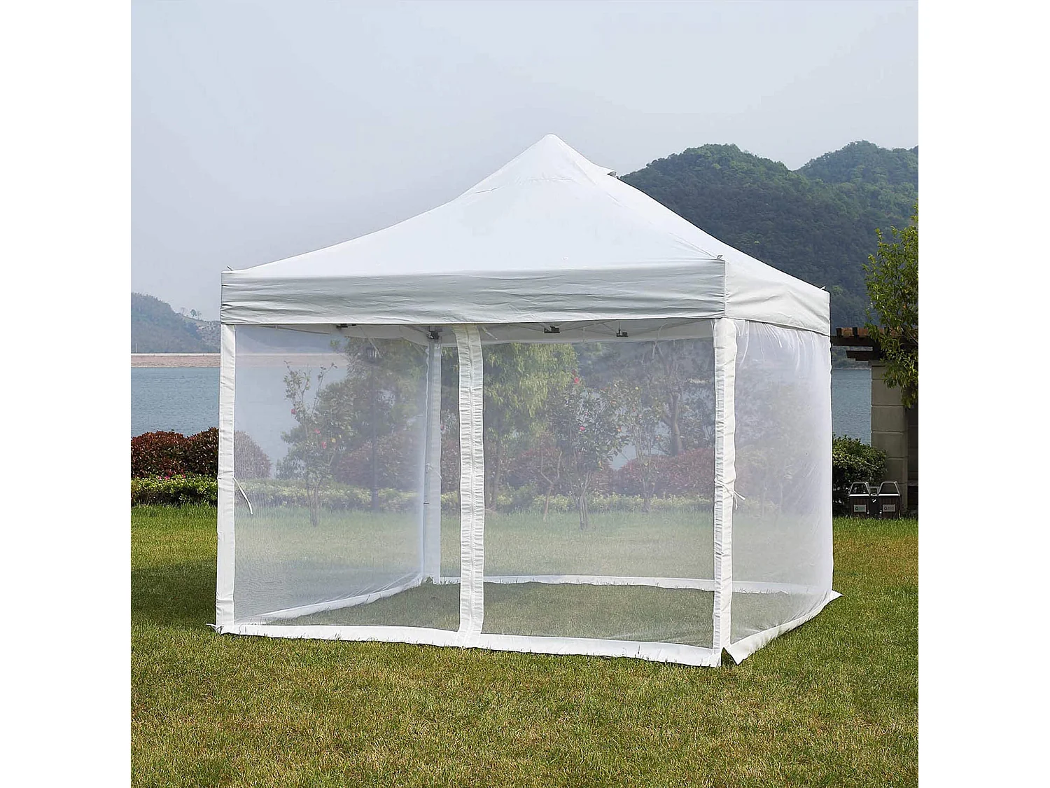Zanzariera per Gazebo 3x3 Mobili Rebecca Kapok 240x1200 cm Poliestere Bianco Da Montare
