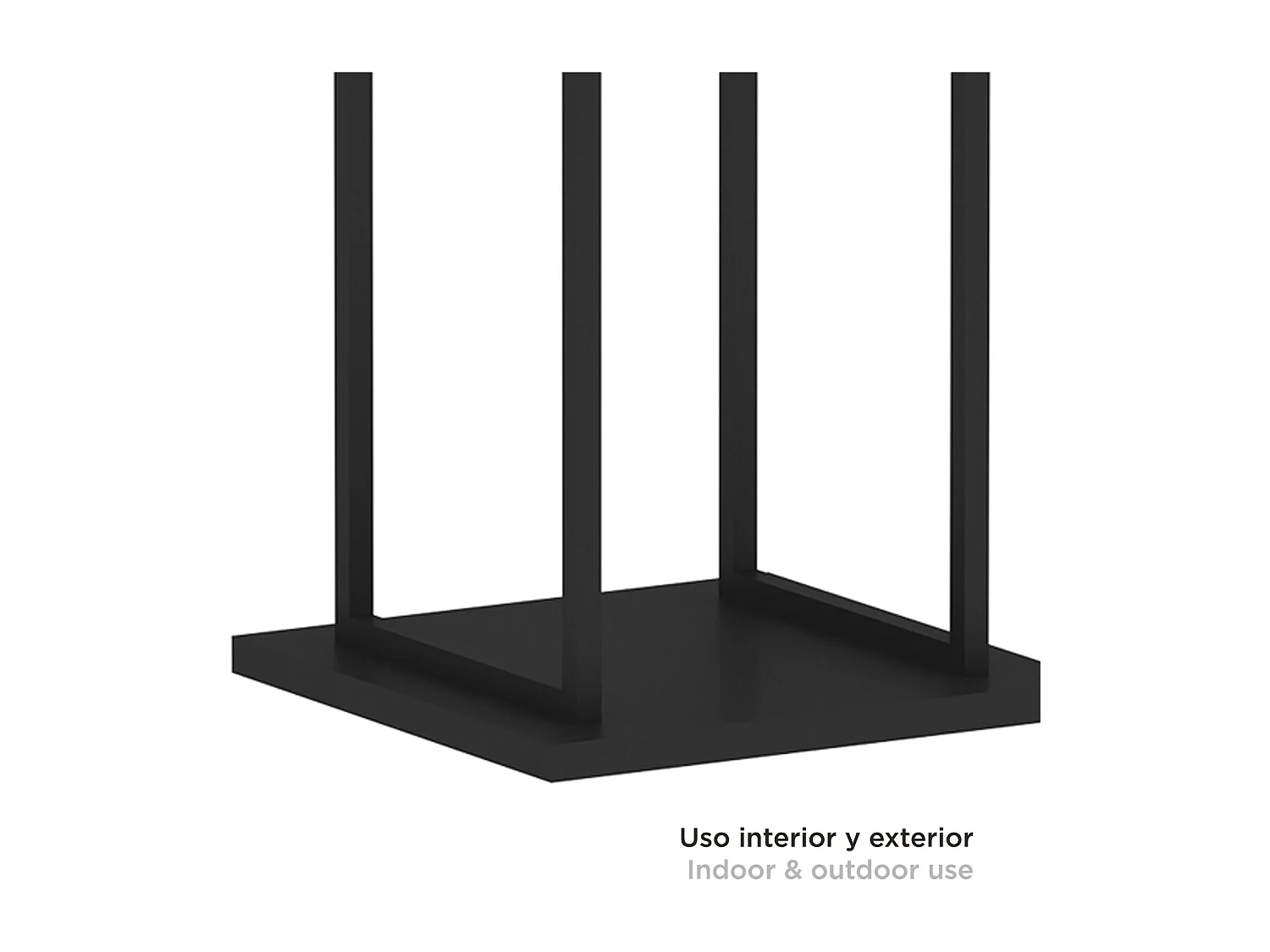 Leñero de Interior Kekai Design 33x33x115 cm con Estructura de Acero Galvanizado y Soporte Inferior, Color Negro