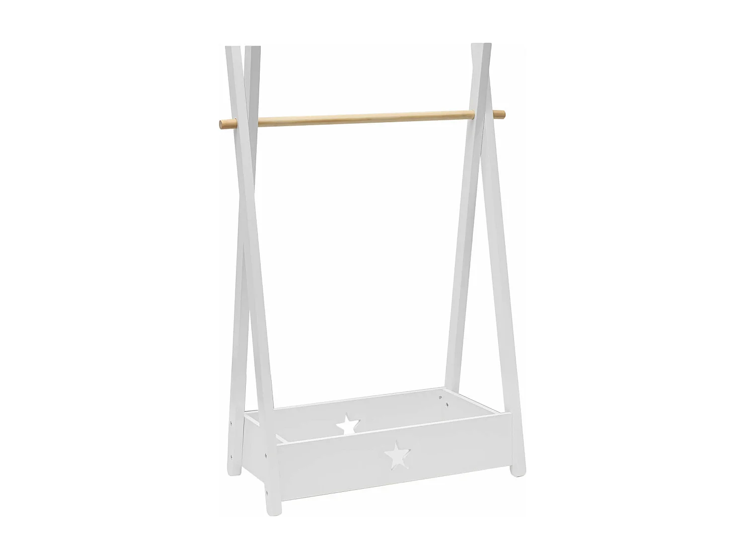 Rebecca Mobili Cintre pour Enfants Porte-vêtements Montessori Blanc MDF Pin avec Etagère