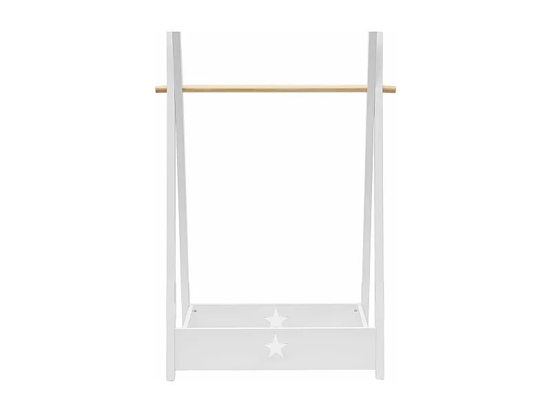 Rebecca Mobili Perchero Infantil para Cama Montessori Pino MDF Blanco con Estante