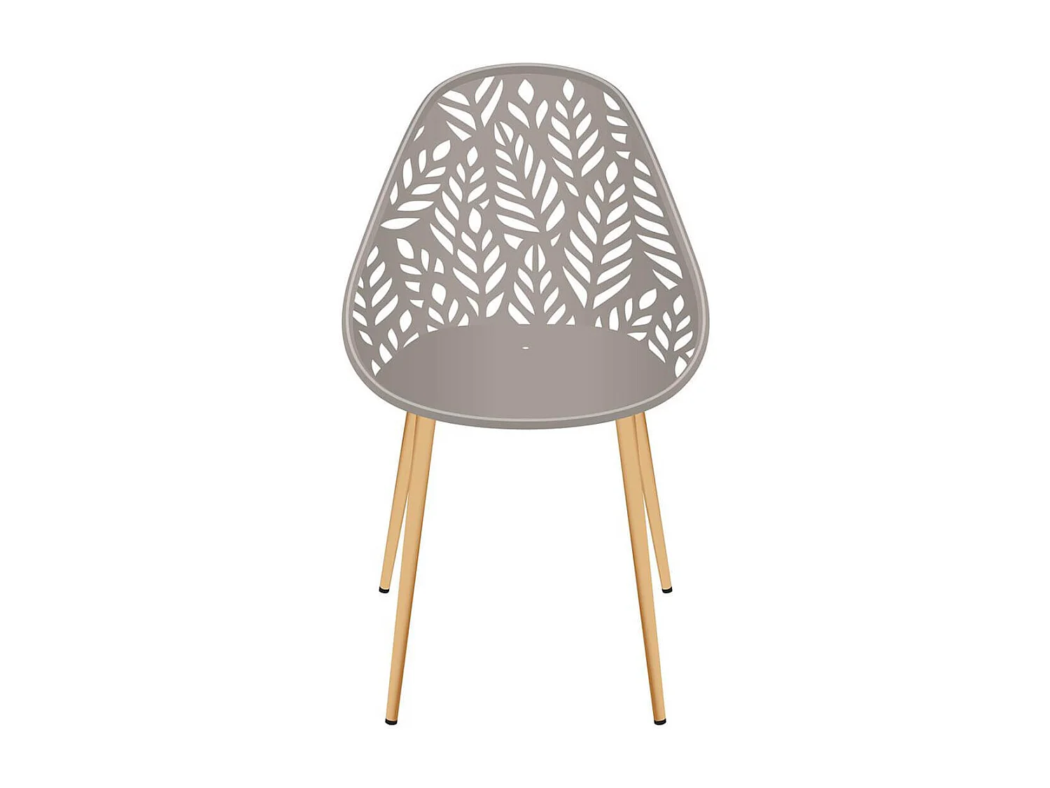 SAYA - Lot de 4 Chaises de Jardin Coque Plastique Ajourée Taupe Pieds Métal