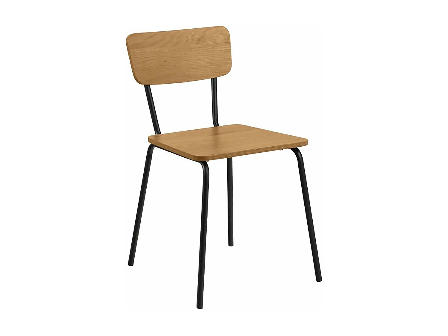 Lot de 4 chaises en acier effet chêne