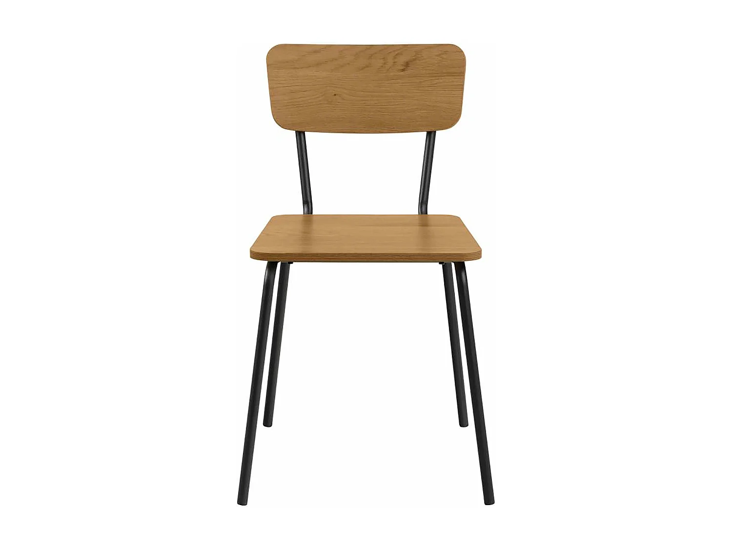 Lot de 4 chaises en acier effet chêne