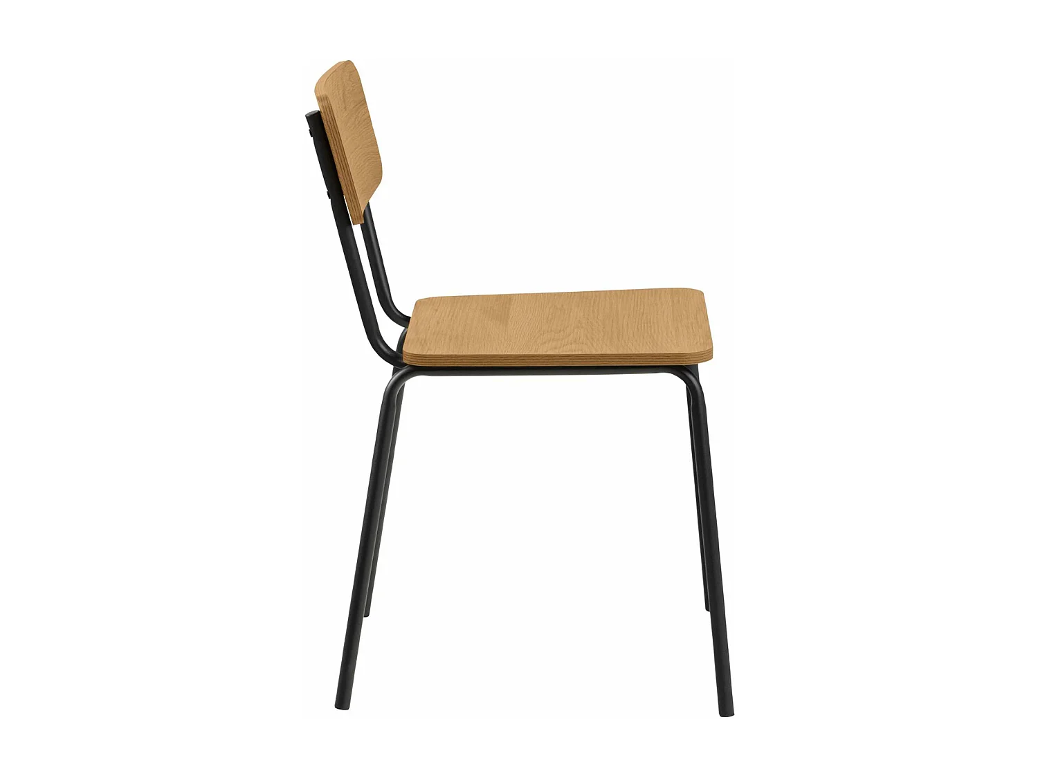 Lot de 4 chaises en acier effet chêne