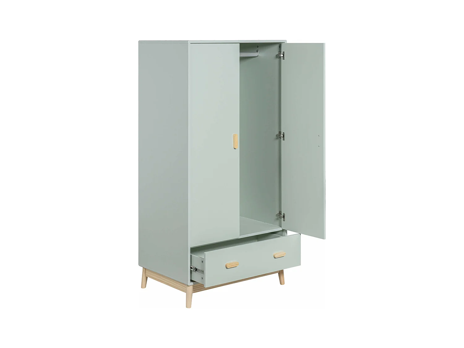 Armadio Mobili Rebecca Kala 175x80x55 MDF Pino Verde Acqua Marrone Scandinavo Da Montare