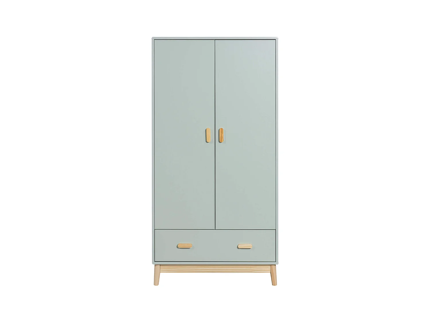 Armoire Mobili Rebecca Kala 175x80x55 MDF Pin Vert d'Eau Marron Scandinave À Monter