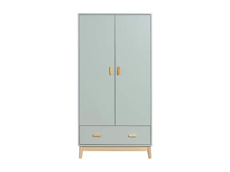 Armoire Mobili Rebecca Kala 175x80x55 MDF Pin Vert d'Eau Marron Scandinave À Monter